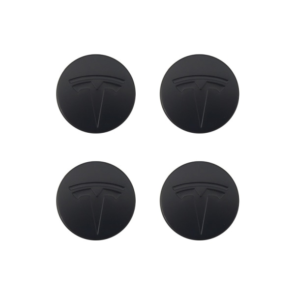 Lämplig för Tesla Tesla modell 3-hjuls cover logotyp - svart svart etikett (matt) (fyrapack)
