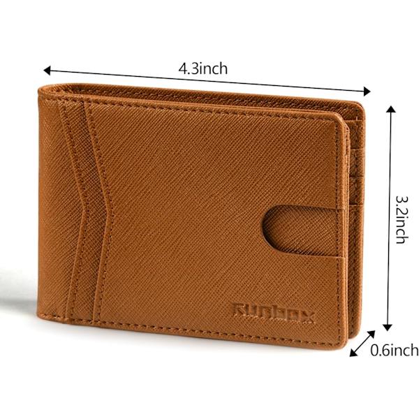Plånböcker för män 15 kortfodral Slim Rfid Läder 2 ID-fönster med presentförpackning Herrtillbehör A Brown