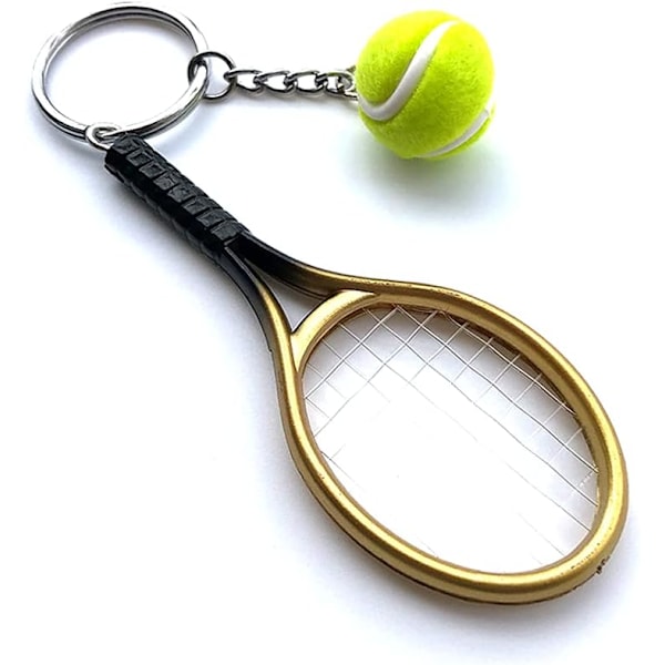 Farge Mini Tennis Racket med Ball Nøkkelring Nøkkelring Yellow