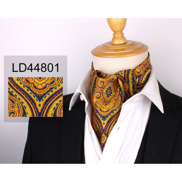 Herr Ascot Cravat Tie Paisley Jacquard Sidenvävd blommig slips, LD44801