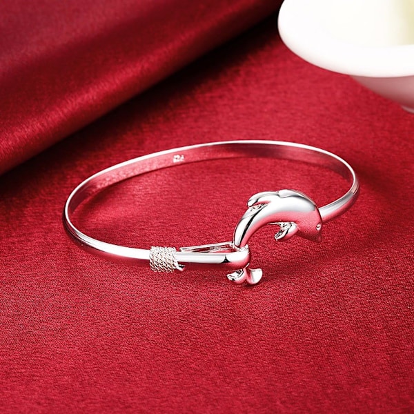 Muodin korut 925 Sterling hopea Delfiini rannekoru
