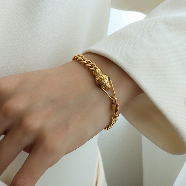 Slangearmbånd Guld Åben Armring Manchet Armbånd Slange Smykker til Kvinder Piger Slange Wrap Bypass Armbånd