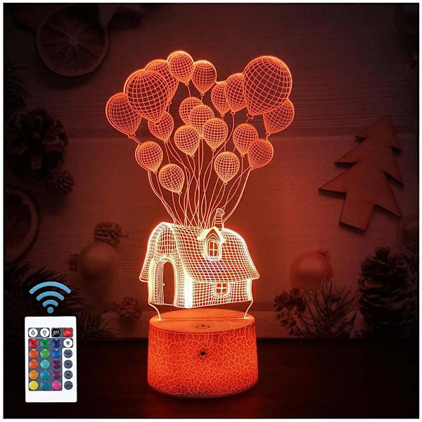 Ballonghus 3D Illusion Nattlampa Leksaker, 16 Färger Byter Smart Touch & Fjärrkontroll, Heminredning LED Sängbord Bordslampa