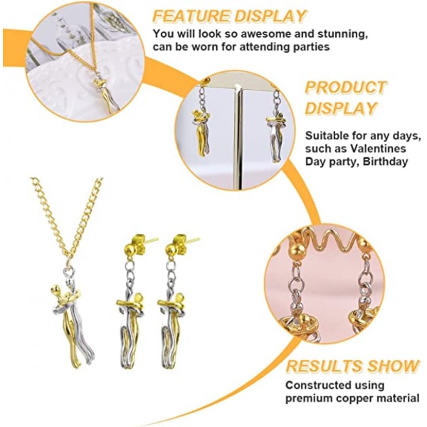 Kæreste Halskæde Ring Sæt Kram Halskæde og Kram Øreringe To Elskeres Historie Halskæde Vis Din Kærlighed Par Kram Halskæde Guld Sølv
