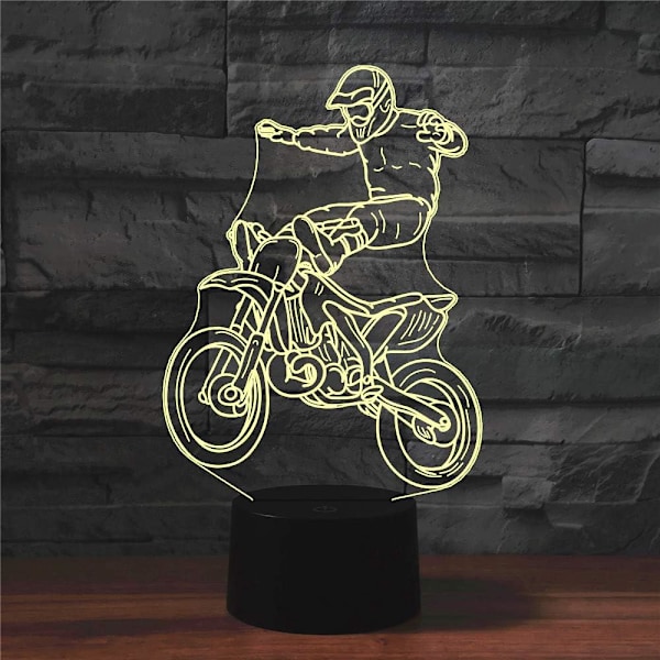 3D Motorsykkel Stunt Fjernkontroll 16 Farger Nattlys Illusions Akryl LED Bord Nattlampe Barn Soverom Skrivebord Dekor Bursdagsgaver Leke