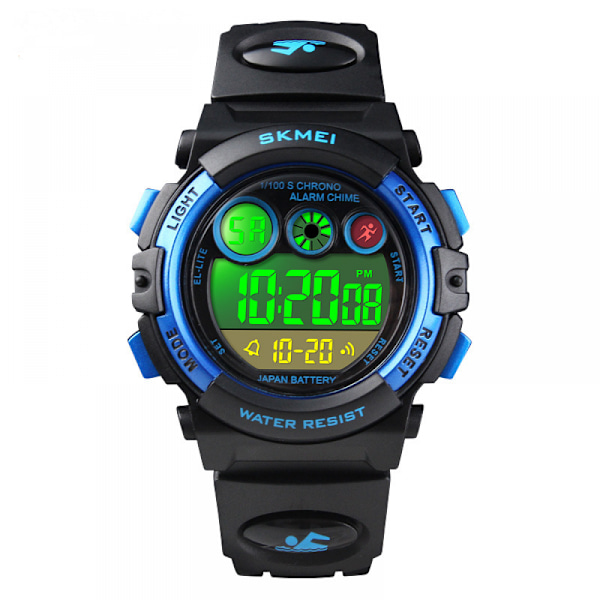 Barn Digital Sportklocka, Vattentät Elektronisk Multifunktion Casual Friluftsklockor, 7 Färgglada LED Ljuslarm Stoppur Armbandsur(svart sh