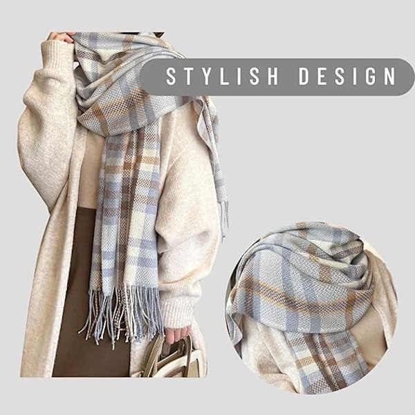 Sjal för Kvinnor Vinter Höst Cashmere-Känsla Flerfärgad Rutiga Sjal Mode Långa Sjal Kollade Halsdukar Mjuk Varm