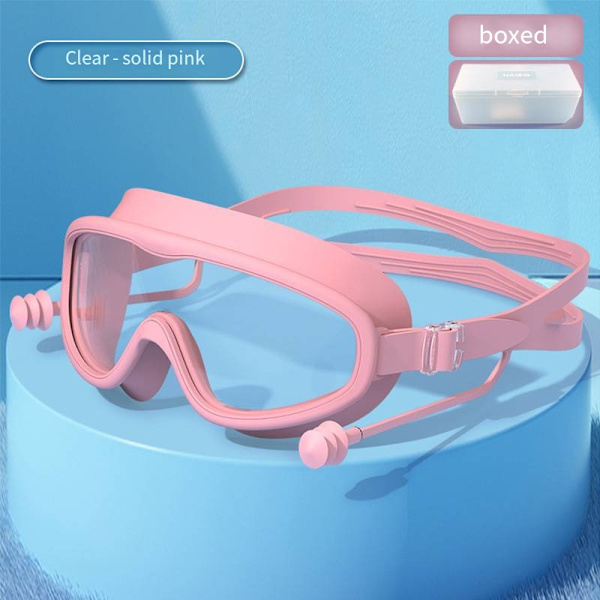 Vuxen Stora Ram Simglasögon Vattentäta Anti-imma HD Simglasögon En-delad Öronpropp Silikon Barn Simglasögon Pink-boxed Kid