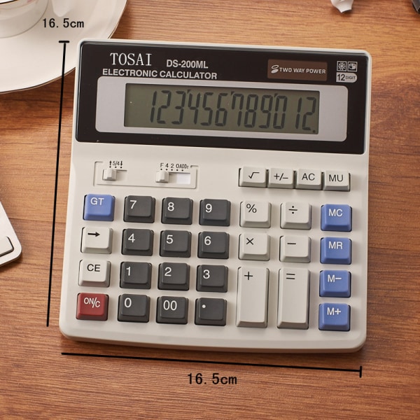 Desk Calculator Large Numbers, Two Way Power Battery and Solar Calculators Desktop, Big Buttons Easy to Press Used as Office
