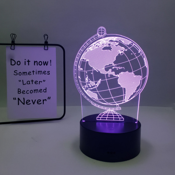 Qinwei Globe Night Light 3D Illusion Lamp Fjärrkontrollbelysning för Globe Fans Home Decor Light --- Style T