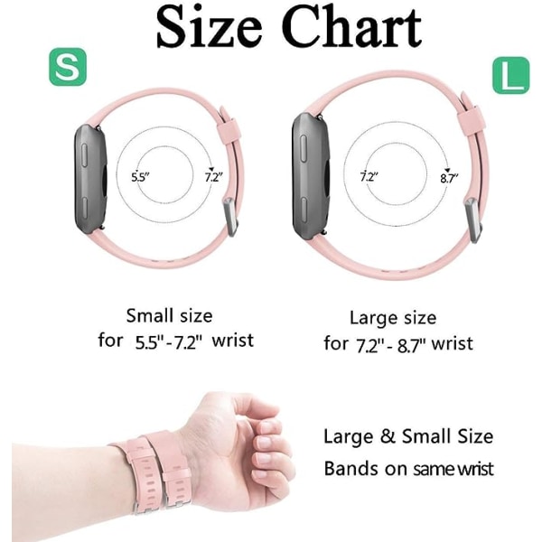 Det smarta watch är kompatibelt med Fitbit versa Smartwatch, versa 2 och versa Lite se klockor för kvinnor och män（Pink-S）