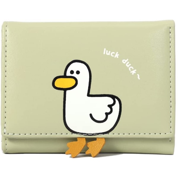 Söpö 3D Duck Kolminkertainen lompakko Pieni lompakko Käteinen taskukorttikotelo ID-ikkunakukkaro naisille (VIHREÄ, DUCK PRINT)
