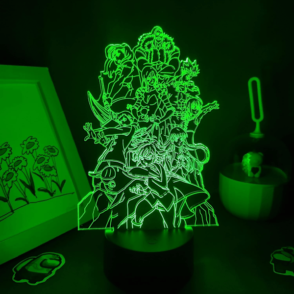 Anime Lampe Illusionslys LED Nattelys Lampe Escanor De Syv Dødelige Synder Ban Meliodas Dragen Wraith Fox Griskhet OSO Grizzly 3D for Barn