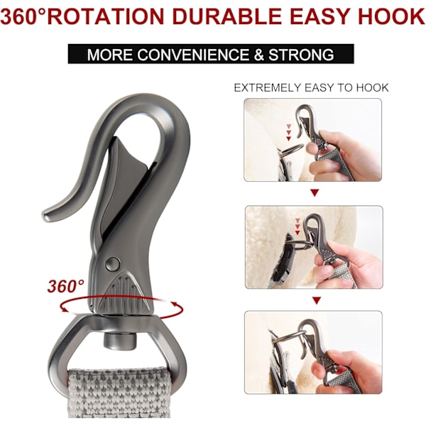 4 FT Heavy Duty Hundekobbel med 2 komfortable polstrede håndtak, trafikkhåndtak og avansert enkel snørekrok, reflekterende gåbånd for store, mellomstore og S Grey4FT 4 Feet (Pack of 1)