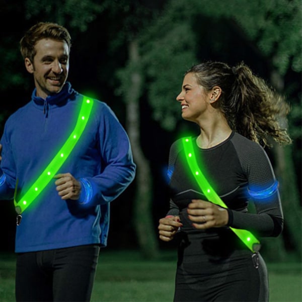 LED-reflexbälte | Hög synlighet LED-lampor med 3 belysningslägen USB-laddningsbart, inga batterier behövs | Väderbeständigt