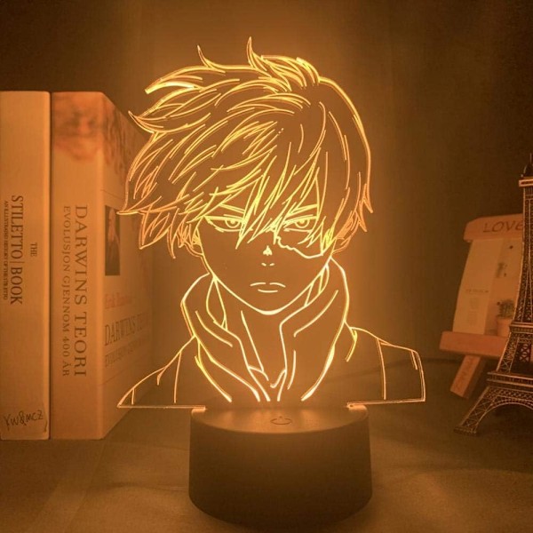 Anime Lampe Nattlys Illusionslys My Hero Academia Shoto Todoroki 3D for Barnerom LED Barn Julegave Sengelampe Fargerik Bursdagslampe Ni
