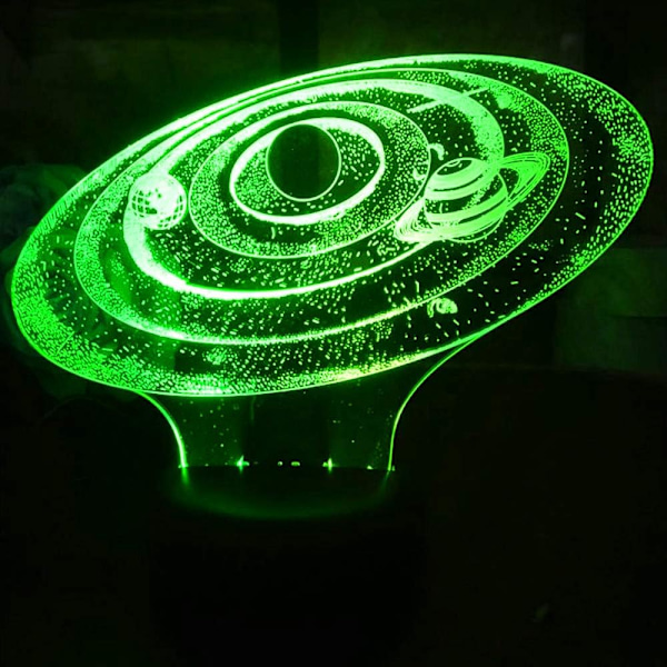 3D Solsystem Nattlampa Bordsskiva Optisk Illusion Lampor 7 Färgväxlande Ljus LED Bordlampa Jul Hem Kärlek Födelsedag Barn Dekoration Leksak Present