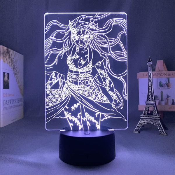 3D Illusionslampe Anime Kamado Nezuko LED Nattelys 16 Farger RGB Fjernkontroll Soveromsdekor Barn Gave Bordlampe Kimetsu No Yaiba