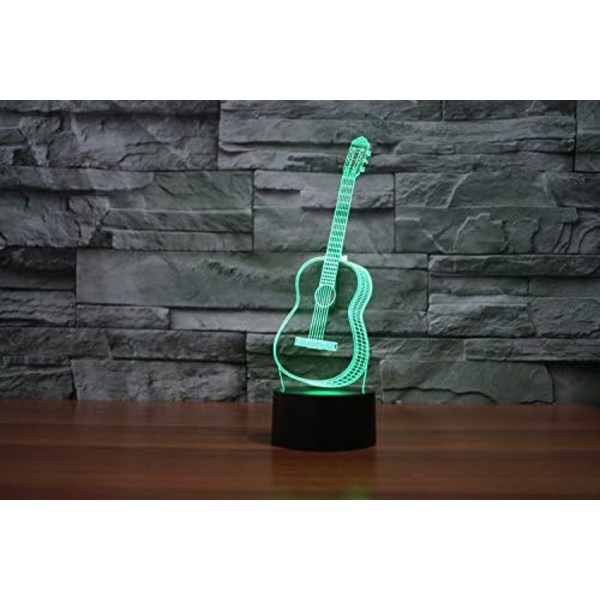 3D Guitar Fjernbetjening 16 Farve Natlys Illusion Akryl LED Bord Sengelampe Børneværelse Skrivebords Dekoration Fødselsdagsgaver Legetøj til Børn