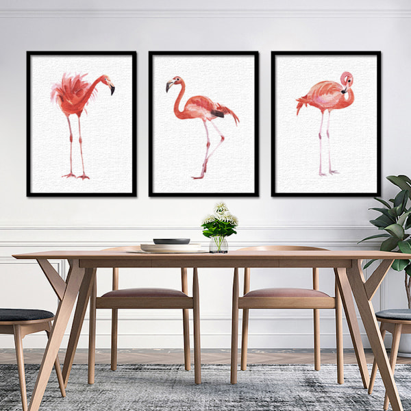 Wekity Flamingo Väggkonst Canvas Tryck Affisch, Enkelt Mode Vattenfärg Konst Ritning Dekor för Hem Vardagsrum Sovrum Kontor och Barnrum (S