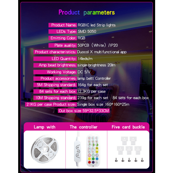 9,85ft/3M LED-ljusremsor, musik synkroniserande färgförändrande RGBIC LED-ljusremsor inbyggd mikrofon, Bluetooth-app-styrda LED-ljusrep