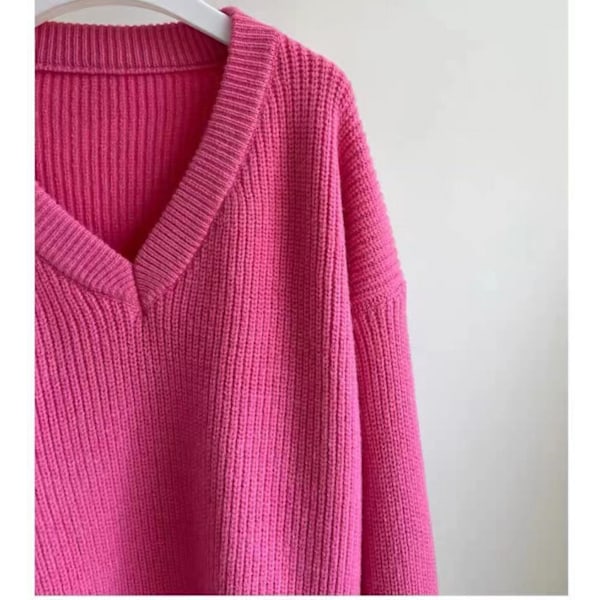 Hösttröjor för kvinnor Vinter V-ringad Ribbstickad Långärmad Pullover Fashion Tops