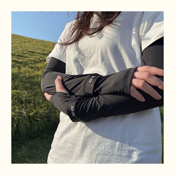 Ice Sleeve Herr och Dam Sommar Maskeringsärmar Utomhus Ridning UV-skydd Arm Lös Andningsbar Brev Is Silkeärmar JDY Black