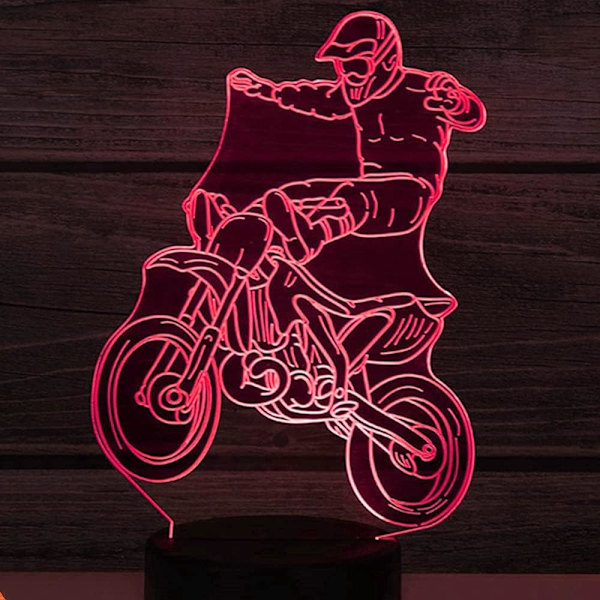 3D Motorcykel Bil Natlys Bordsklampe Optisk Illusion Lamper 7 Farve Skiftende Lys LED Bordlampe Julegave Hjem Kærlighed Fødselsdag Børn Børn Gave