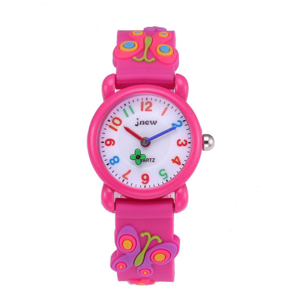 3D tecknad watch för barn, vattentät watch Lämplig för 3-10 år gamla flickor Watch（Butterfly rose）