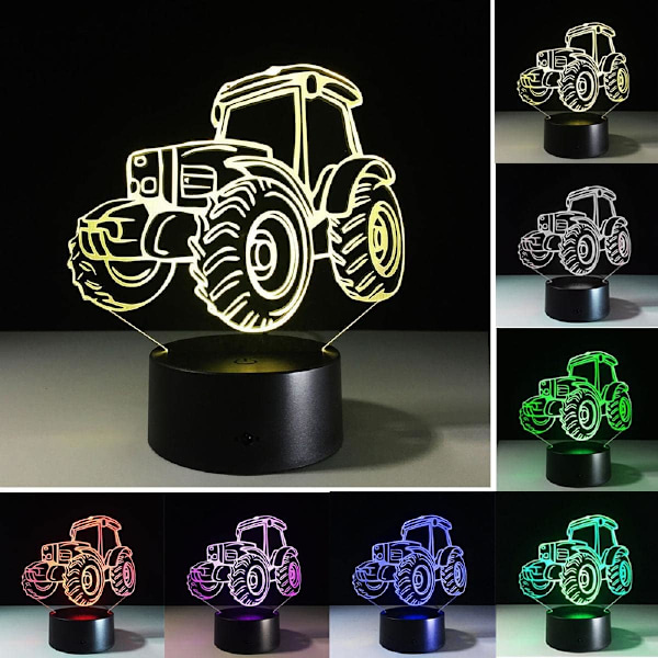 3D Stereoskopisk Effekt Illusion Nattlampa 7 Färgväxlande LED Skrivbordslampa Touch Switch Rum Dekoration Present Tillbehör