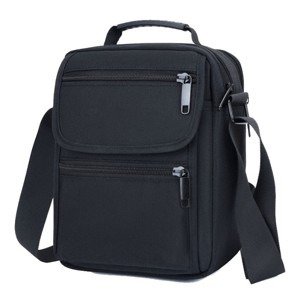 Herr Messenger Bag Slitstark Oxford Tyg Axelväska Casual Lätt Multilager Messenger Bag för Affärsresa  Fri Storlek Black