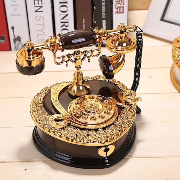 Hjerteformet Retro Dial Telefon Musikboks med Skuffe 7.5\" x 7\" x 6.7\"
