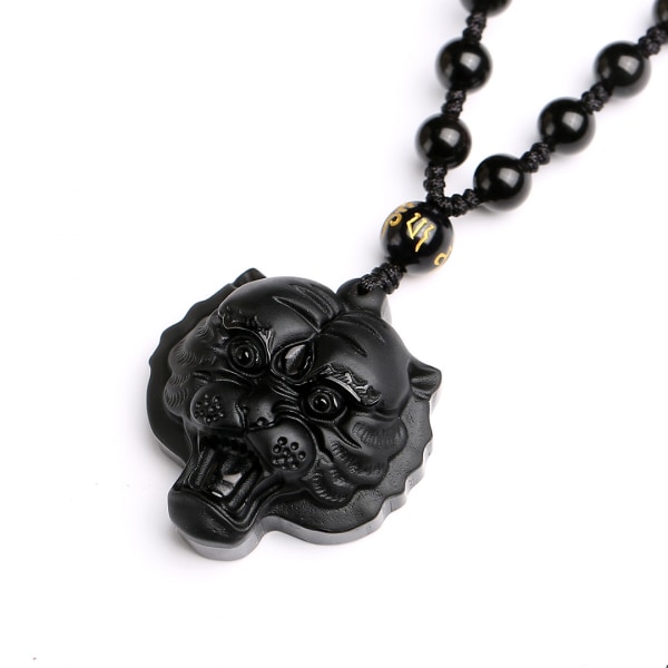 Pure Natural Zodiac Halsbandshänge gjord av Obsidian Ädelsten Horoskop Djurteckenamulett