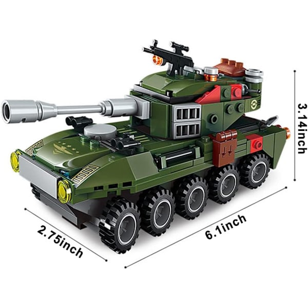 Militär Tank Byggsats, STEM Byggleksaker 361PCS Pansarfordon Byggstenar Leksaker, Beväpnad Bil Militärfordon Block Kit