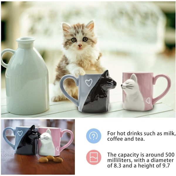 Parforhold Gaver Sød Kysse Kat Krus Matchende Par Ting Keramik Kaffe Krus til Bryllupsgaver Jubilæumsgaver Forlovelsesgaver til Par Katteelskende