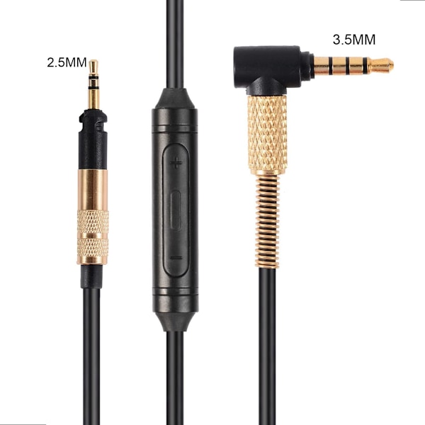 Opgraderet fleksibelt lydkabel til udskiftning af Sennheiser-hovedtelefoner HD598 HD558 HD518 HD579 HD599 HD569, headsetkabel med mikrofon og lydstyrkekontrol, Ca