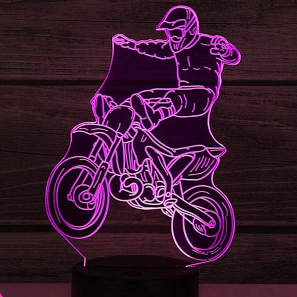 3D Motorcykel Bil Natlys Bordsklampe Optisk Illusion Lamper 7 Farve Skiftende Lys LED Bordlampe Julegave Hjem Kærlighed Fødselsdag Børn Børn Gave