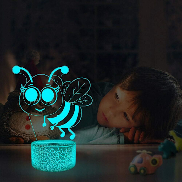 3D Bi-Nattlampa Illusion 7 Färgväxlande Touch Switch Bordsskiva Dekorationslampor Present med Akrylplatt ABS-bas USB-kabel Leksak