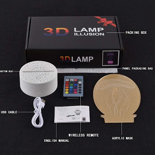 3D Nattlampa Djurserie Färgväxlande Optisk Illusion Smart Touch Bordsslampa för Barn Heminredning,C