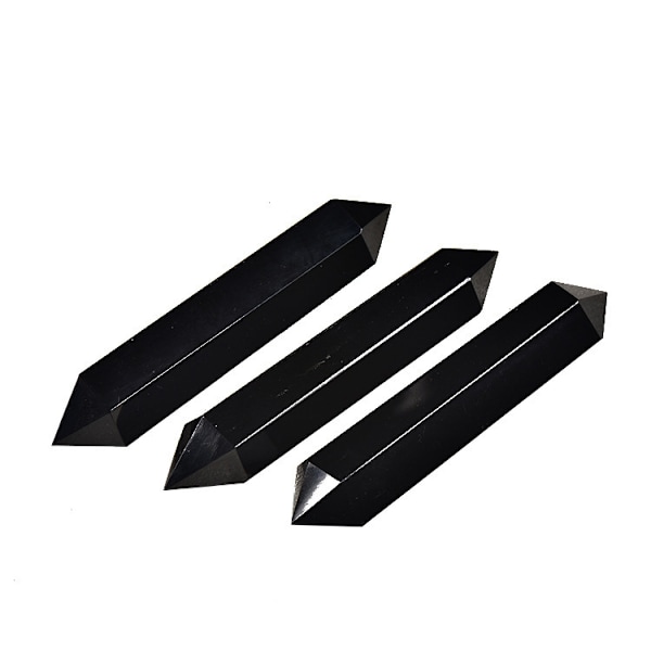 Svart Obsidian Naturlig Healing Kristallstavar Höjd 6 Facetterad Prismastav Reiki Chakra Sten, Naturlig Kvarts