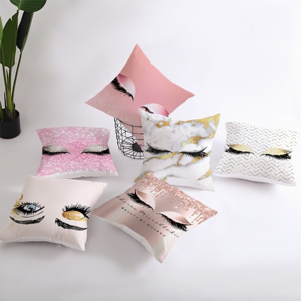 JUSTUP Pudebetræk  Skønhed Øjenvipper Læber Kvinder Piger Pudebetræk Peach Skin Fløjl Pudebetræk Dekorativ til Sofa Seng Kontorstol 18 x 18