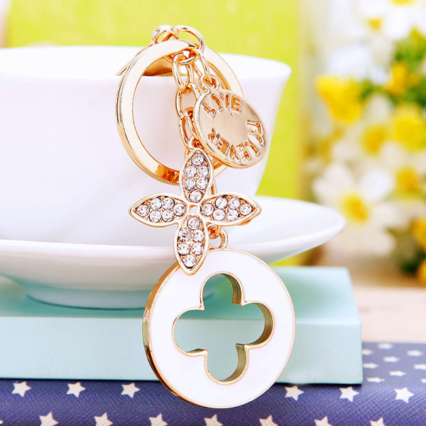 Girl Heart Flower Car Keychain Women's Metal Bag Pendant Keychain Ring - Big Brand Clover