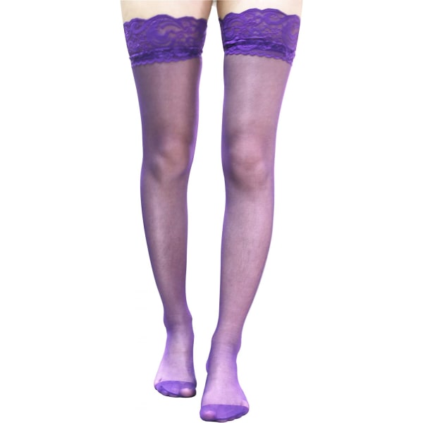 AVEKI Lovable Sexy Long Tube Silk Stockings 8cm 2 Pairs,  Purple
