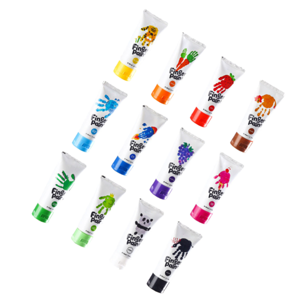 60ml Safe Finger Paints Bright Colors Washable Art Painting Supplies for Baby and Kids 12 Color