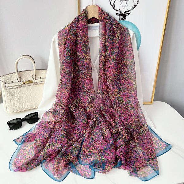Dames Sjal Letvægts Fashion Sjal Print Blomstermønster Sjal Sjal, Bedste Gaver til Kvinder, Mors Dags Gaver, Lilla
