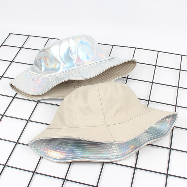 AVEKI Unisex Fashion Hologrammikiipeilyämpärihattu Vedenpitävä Fisherman Cap Travel aurinkohattu