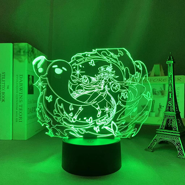 3D LED Natlampe Genshin Impact Hu Tao Akryl LED Lampe Spil