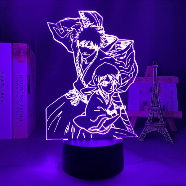 3D Illusion Lampe Natlampe Anime Rukia Kurosaki Ichigo Action Figur Touch 7 Farver/Fjernbetjening 16 Farver Modegaver (7 Farver Touch Style)