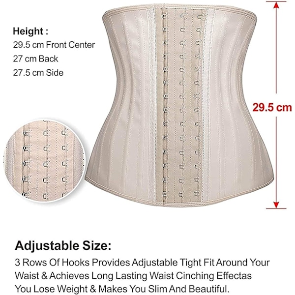 Midjetrener for kvinner Latex Underbust Waist Cincher Korsett Sport Belte Timeglass Kroppsformer Beige 3XL