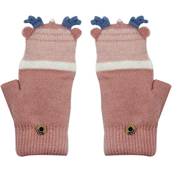 Barn Unisex Söta Katt Varma Vantar Mjuka Vinter Stickade Vantar för Pojkar Flickor Vantar med Vantar (2 till 13 år)
